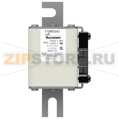 Предохранитель, 450 A, AC 1250 В, 100 кА, size 2, 61x77x138 мм, aR, DIN, IEC Eaton FUSE 450A 12 
