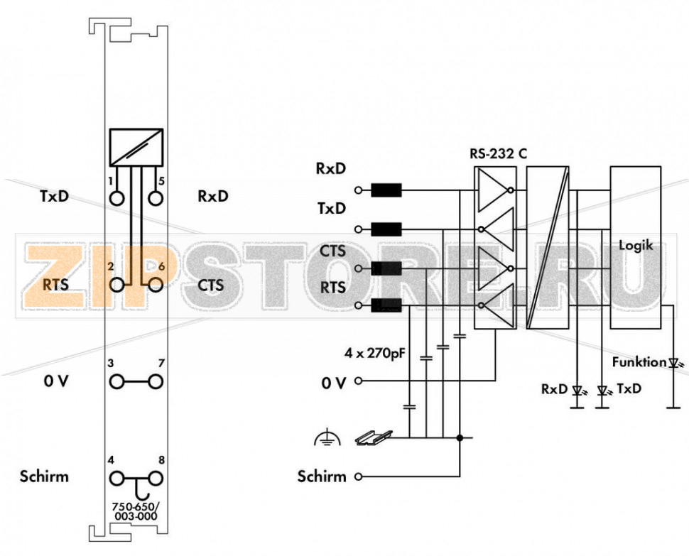 Интерфейс RS-232 C; регулируемые; светло-серые Wago 750-650/003-000 