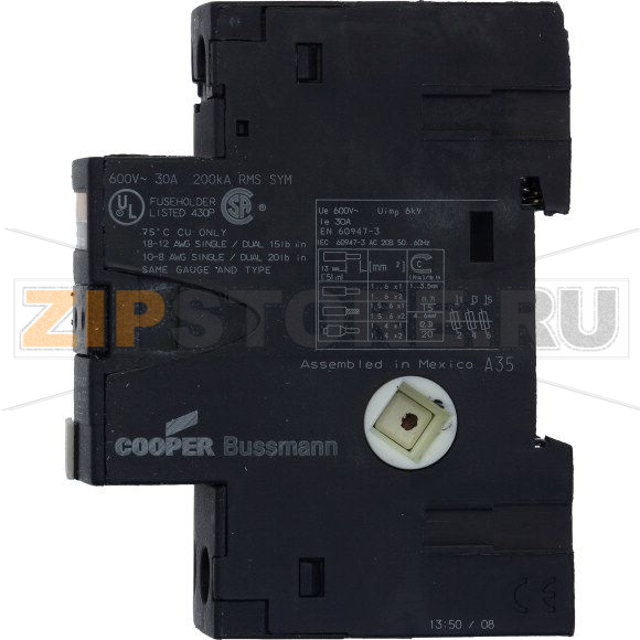 Держатель предохранителя, 30 A, AC 600 В, 3P, UL, CSA Eaton 45MM 3 PHASE FUSE HOLDER CC FUSES 