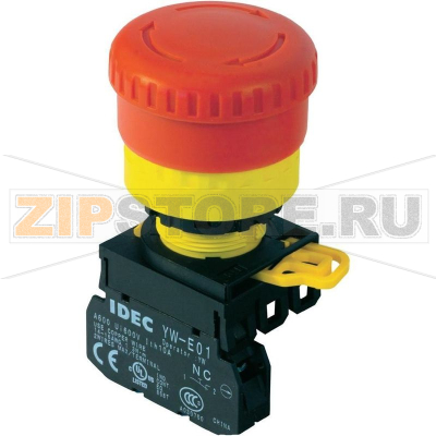 Кнопка аварийной остановки 240 В/AC, 6 А, 1 шт IDEC YW1B-V4E01R 