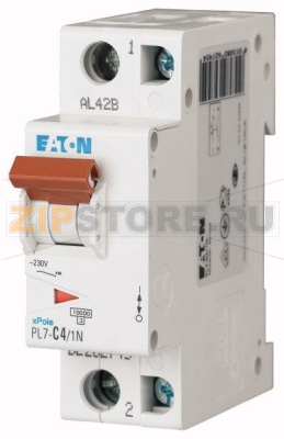 Выключатель автоматический 4А, кривая откл. С, 1+N полюса, откл. способ. 10 кА Eaton PL7-C4/1N 