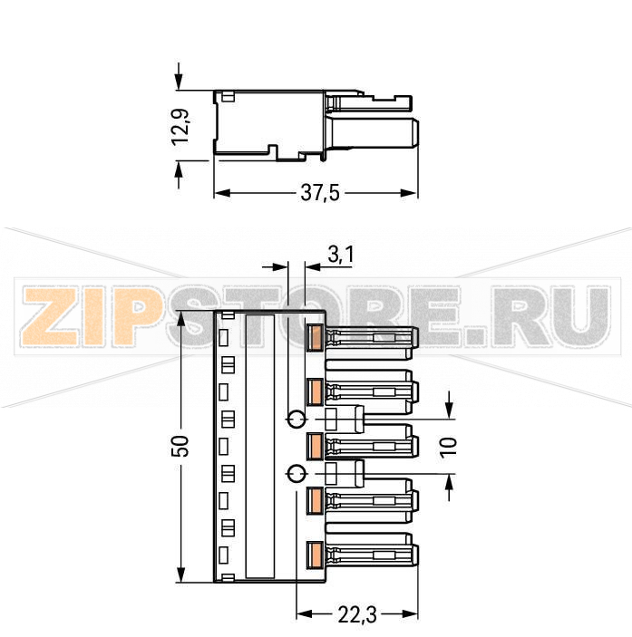 Разъем; 5-пол.; Код. I; 4,00 mm; синие Wago 770-1105 Protected against mismating and maintenance-freePush-in CAGE CLAMP® spring pressure connection technology allows solid conductors to be simply pushed into a unit.Two wire connections per pole for loops or bridgesAdditional variable coding is possible....