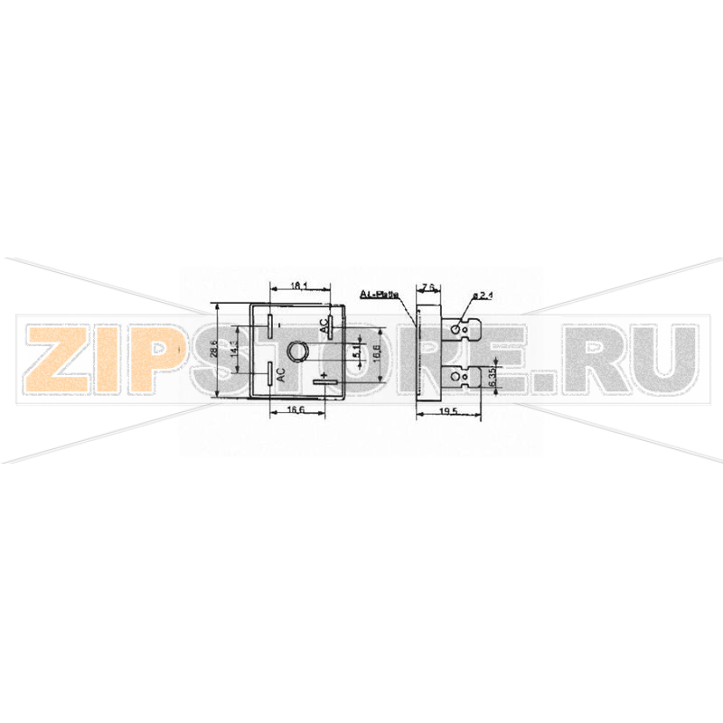 Мост диодный 25 А, 400 В, кремниевый, однофазный, корпус: KBPC Diotec KBPC10/15/2504FP 