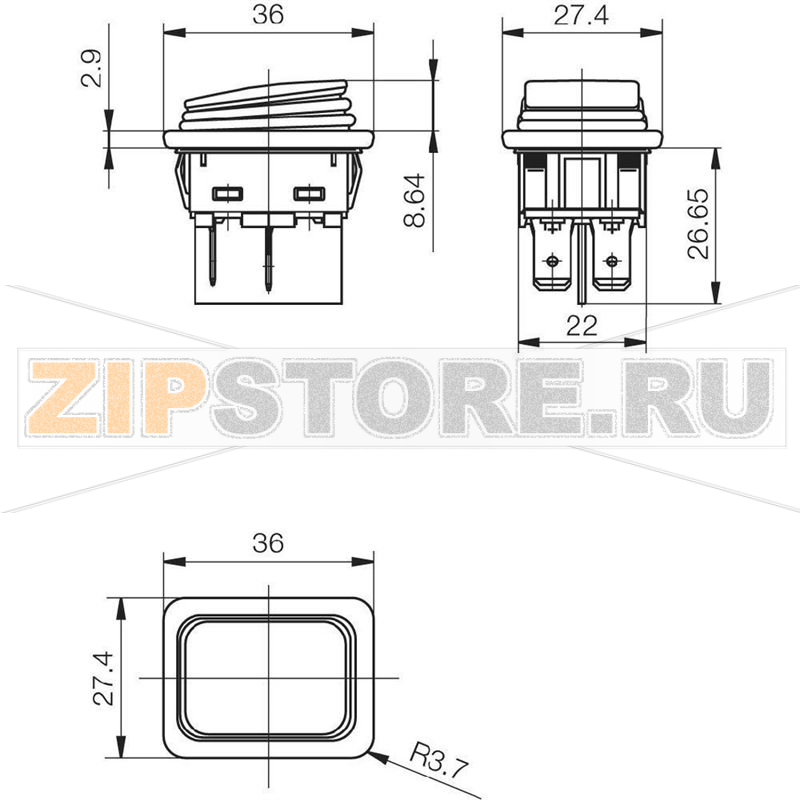 Переключатель клавишный 250 В/AC, 20 А, 2 x выкл/вкл, 1 шт Marquardt 1935.3112 