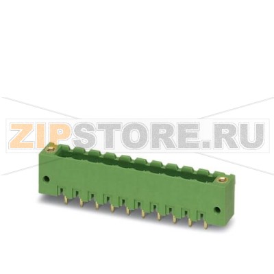 Ответная часть разъема Phoenix Contact MSTBV 2,5/16-GF-5,08 AU Номинальный ток: 12 А, Расчетное напряжение (III/2): 320 В, Полюсов: 16, Размер шага: 5,08 мм, Цвет: зеленый, Поверхность контакта: Золото, Монтаж: пайка.Минимальный заказ: 50 шт.Упаковка: 50 шт.
