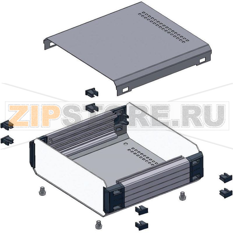 Корпус настольный 400x300x130 мм, алюминиевый, антрацитовый, 1 шт Axxatronic CDIC00007-CON 