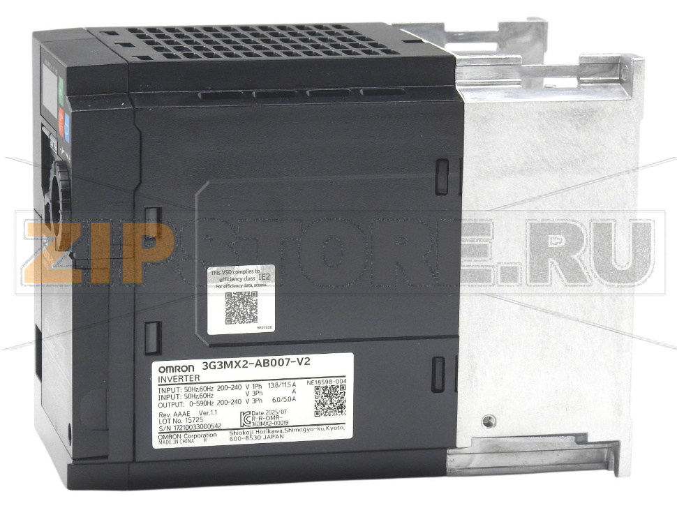 Преобразователь частоты 0.75/1.1 кВт, 5/6 А, (1x200 В) Omron 3G3MX2-AB007-V2 Omron 3G3MX2-AB007-V2 — преобразователь частоты серии MX2 для управления трехфазным асинхронным двигателем от однофазной сети 200 В. Модель применяется для регулирования скорости, плавного пуска и остановки, защиты двигателя и повышения стабильности работы электропривода. Подходит для насосов, вентиляторов, конвейеров, станков и другого промышленного оборудования.