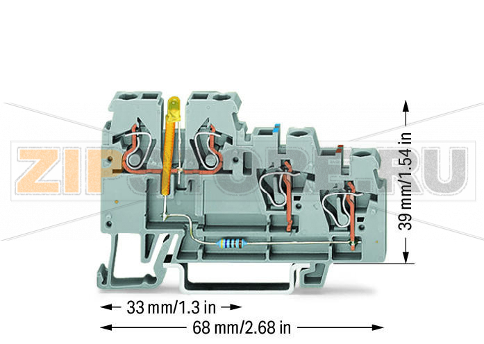 3-conductor sensor terminal block; LED (yellow); for NPN-(low-side) switching sensors; 2.5 mm; CAGE CLAMP®; 2,50 mm; gray Wago 270-560/281-507 