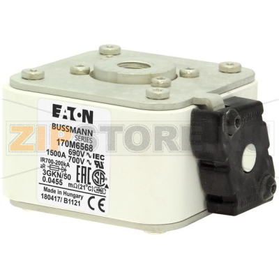 Предохранитель, 1100 A, AC 1100 В, size 3, 76x92x76 мм, aR, IEC Eaton FUSE 1100A 850V 3BKN/75 A 
