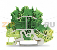 Double-deck terminal block; 4-conductor ground terminal block; PE; without marker carrier; internal commoning; for DIN-rail 35 x 15 and 35 x 7.5; 1 mm; Push-in CAGE CLAMP®; 1,00 mm; green-yellow Wago 2000-2207