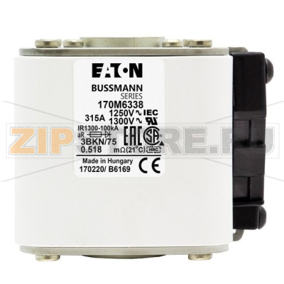 Предохранитель, 315 A, AC 1250 В, 100 кА, size 3, 76x92x76 мм, aR, IEC UL Eaton FUSE 315A 1250 
