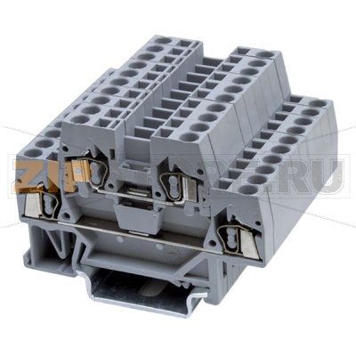 Клемма проходная, пружинная, 2 уровня, серая CHIKU RSTT 4 