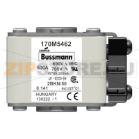Предохранитель, 630 A, AC 690 В, 200 кА, size 2, aR, IEC UL Eaton FUSE 630A 690V 2BKN/50 AR UC