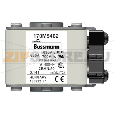 Предохранитель, 630 A, AC 690 В, 200 кА, size 2, aR, IEC UL Eaton FUSE 630A 690V 2BKN/50 AR UC 
