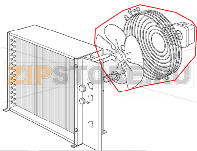 Lueftermotor Einheit Scotsman MF 56 ASR     Lueftermotor Einheit Scotsman MF 56 ASRЗапчасть на сборочном чертеже под номером: 2,3,4Название запчасти Scotsman на немецком языке: Lueftermotor Einheit Scotsman MF 56 ASR