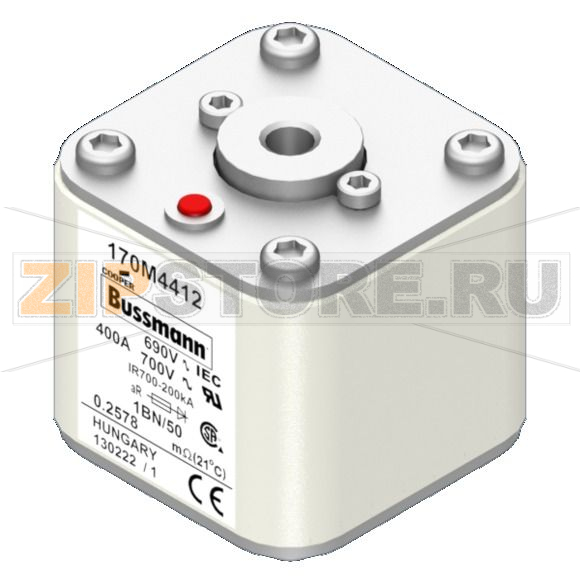 Предохранитель, 400 A, AC 690 В, size 1, 53x69x51 мм, aR, IEC UL, M8 Eaton FUSE 400A 690V 1BN/50 AR UC 