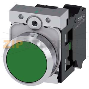 КНОПКА, 22MM, КРУГЛАЯ, МЕТАЛЛИЧЕСКАЯ ГЛЯНЦЕВАЯ, ЗЕЛЁНАЯ, ПЛОСКАЯ КНОПКА, КОНТАКТЫ МГНОВЕННОГО ДЕЙСТВИЯ, С ДЕРЖАТЕЛЕМ, 1NO,  ПРУЖИННЫЕ КЛЕММЫ, С ГРАВИРОВКОЙ ЛАЗЕРОМ, SYMBOL NUMBER ACC. TO, ISO7000 OR IEC60417 Siemens 3SU1150-0AB40-3BA0-Z&amp;nbsp;Y13 