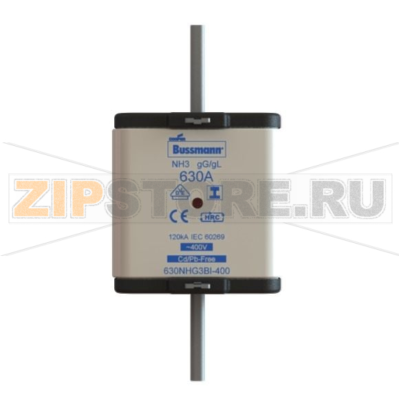 Предохранитель, 500 A, AC 400 В, 120 кА, NH3, gL/gG, IEC Eaton NH FUSE 500A 400V GG/GL SIZE 3 