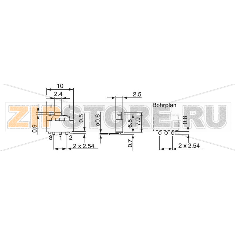 Переключатель движковый, 2 положения, 12 В/DC, 0.5 А, 1 x вкл/выкл, 1 шт Hartmann SX254L 