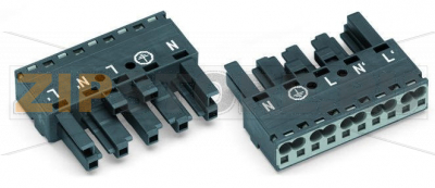 Разъем; 5-пол.; Код. L; 4,00 mm; темно-серые Wago 770-1165 Protected against mismating and maintenance-freePush-in CAGE CLAMP® spring pressure connection technology allows solid conductors to be simply pushed into a unit.Two wire connections per pole for loops or bridgesAdditional variable coding is possible....