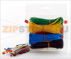 Hyperline GT-160M Набор стяжек нейлоновых неоткрывающихся, безгалогенные (halogen free), 160x2.5 мм, полиамид 6.6, -40°C - +85°C (100 белых + 100 красных + 100 зеленых + 100 желтых + 100 черных) (500 шт) 