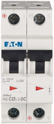 Выключатель автоматический 25А, кривая откл. C, 2 полюса, откл. способ. 10 кА Eaton FAZ-C25/2-DC 