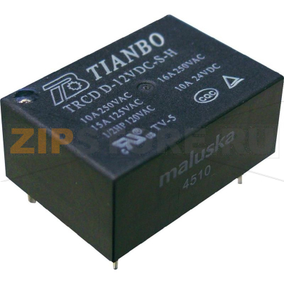 Реле электромагнитное 12 В/DC, 16 А, 1 шт Tianbo TRCD-L-12VDC-S-H 