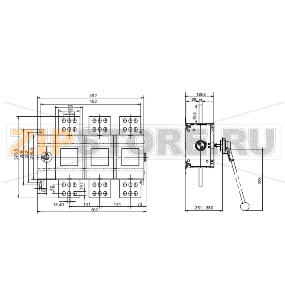 Выключатель-разъединитель 2500 А, 3Р, выносная металлическая ручка Sinvel SDV2500-3SH 