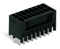 MCS MINI HD Вилка под пайку THR, 2-рядн.; 0.8 x 0.8 mm solder pin; прямые; 100% защита от неправильного подсоединения; Шаг контактов 3,5 мм; 2 x 17-полюсов; черные Wago 713-1417/105-000