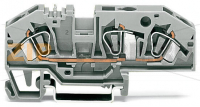 3-conductor through terminal block; 6 mm; with test option; same profile as 3-conductor disconnect terminal block; center marking; for DIN-rail 35 x 15 and 35 x 7.5; CAGE CLAMP®; 6,00 mm; blue Wago 282-694