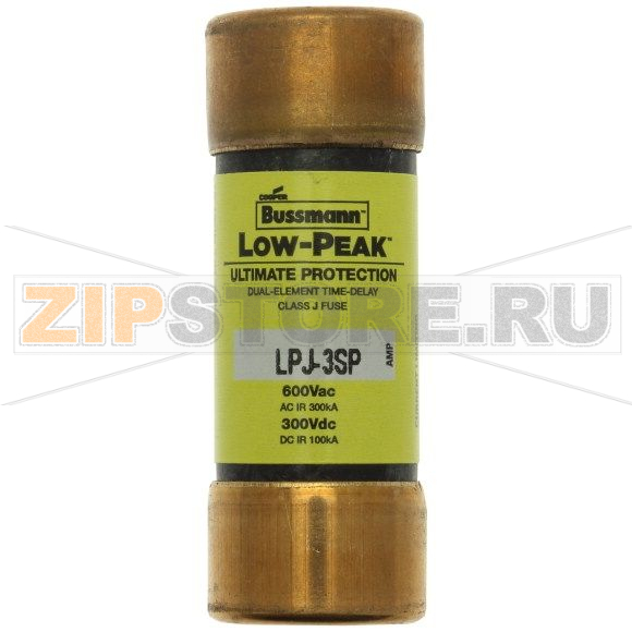 Предохранитель, 3 A, AC 600 В, 300 кА, 21x57 мм, J, UL, с задержкой Eaton LOW-PEAK CLASS J T/D 