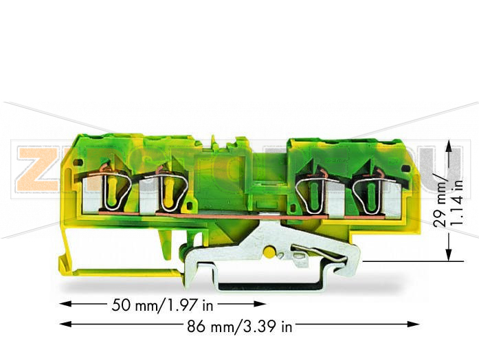 4-проводные клеммы с заземлением; 4 mm; центральная маркировка; для DIN-рейки 35 x 15 и 35 x 7,5; CAGE CLAMP®; 4,00 mm; зеленые-желто Wago 281-657 Примечание:Terminating Aluminum ConductorsWAGO spring clamp terminal blocks are suitable for solid aluminum conductors up to 4 mm?/12 AWG if WAGO “Alu-Plus” Contact Paste is used for termination.“Alu-Plus” Contact Paste Advantages:Automatically destroys the oxide film during clamping.Prevents fresh oxidation at the clamping point.Prevents electrolytic corrosion between aluminum and copper conductors (in the same terminal block).Provides long-term protection against corrosion....