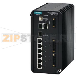 RUGGEDCOM RSG909R is a 9 port industrially hardened, fully managed Ethernet switch featuring an integrated HSR/PRP RedBox for use in harsh industrial environments. Siemens 6GK6498-0RB..-.... 