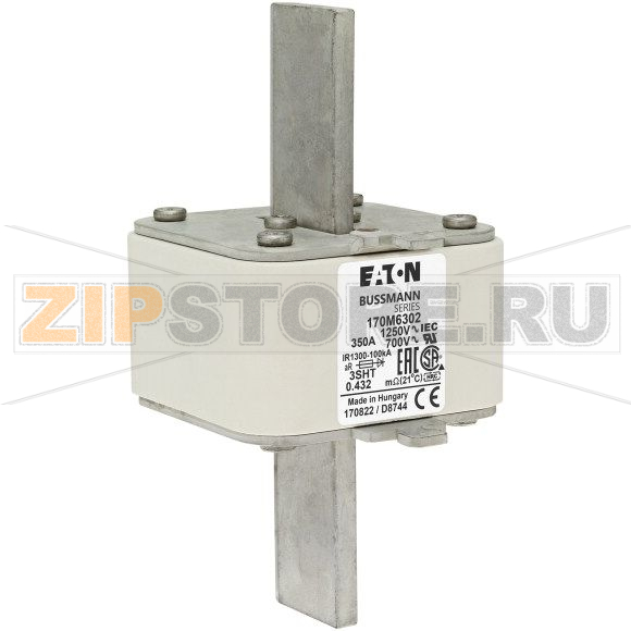 Предохранитель, 350 A, AC 1250 В, size 3, 76x76x155 мм, aR, IEC Eaton FUSE 350A 1250V 3SHT AR C 