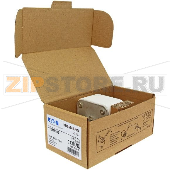 Предохранитель, 350 A, AC 1250 В, size 3, 76x76x155 мм, aR, IEC Eaton FUSE 350A 1250V 3SHT AR C 
