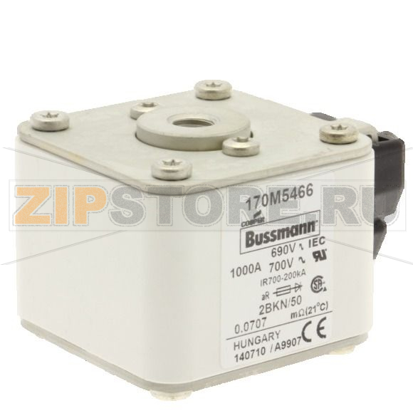 Предохранитель, 1000 A, AC 690 В, 200 кА, size 2, aR, IEC UL Eaton FUSE 1000A 690V 2BKN/50 AR UC 