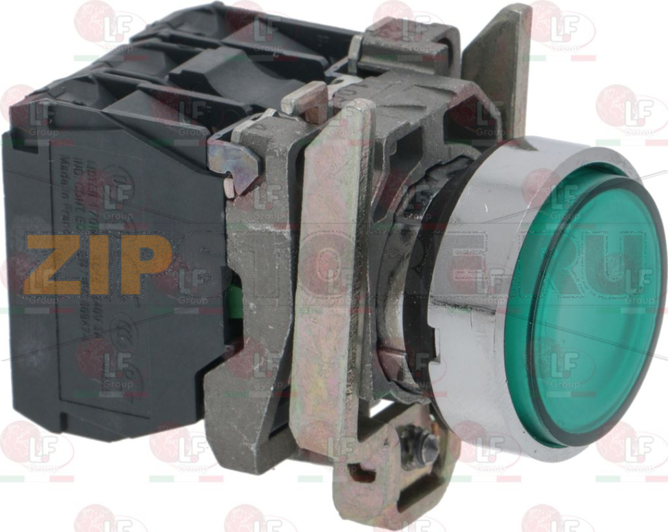 PULSANTE RASATO VERDE COMPLETO 3A 240V 
