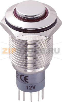 Кнопка антивандальная 250 В/AC, 3 А, 1 x вкл/вкл, с фиксацией, IP67, 1 шт TRU Components LAS2GQH-11ZE/R/12V/N/P 