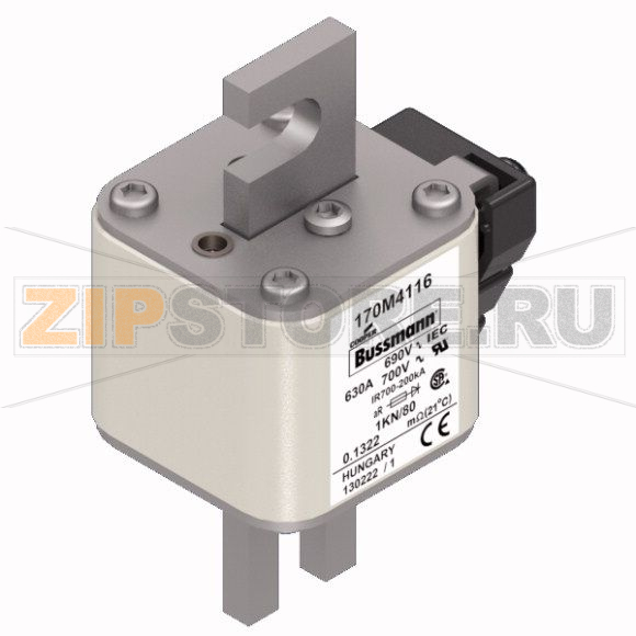 Предохранитель, 630 A, AC 690 В, 200 кА, DIN 1, 53x69x108 мм, aR, DIN, IEC Eaton FUSE 630A 690V 