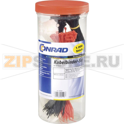 Стяжки кабельные 100 мм, черные, красные, серые, 1000 шт TRU Components 544991 