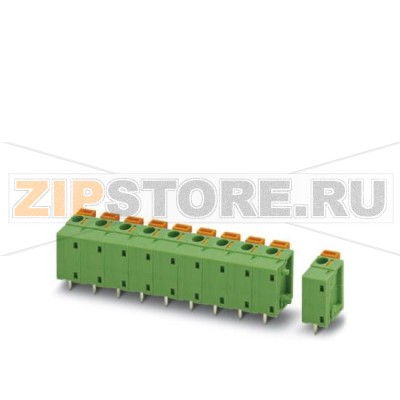 Клеммы для печатного монтажа Phoenix Contact FFKDSA1/V1-7,62- 4 Номинальный ток: 17,5 А, Номинальное напряжение: 630 В, Размер шага: 7,62 мм, Полюсов: 4, Тип подключения: Пружинные зажимы, Монтаж: пайка, Направление подключения, проводник / печатная плата: 90 °.Минимальный заказ: 50 шт.Упаковка: 50 шт.