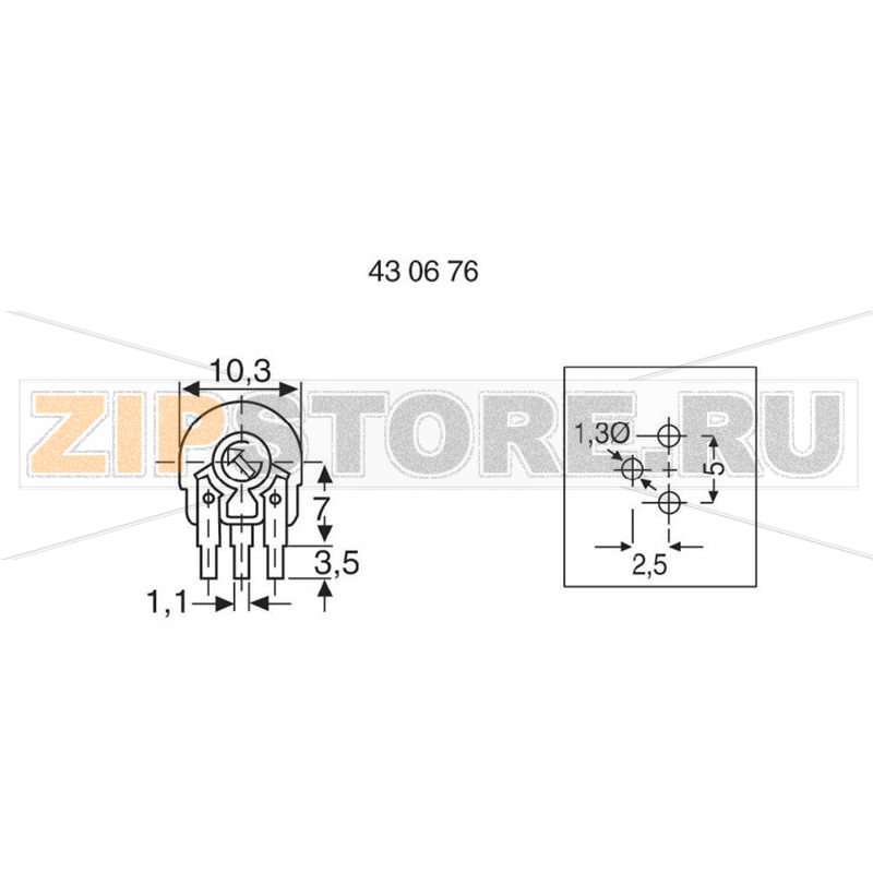 Резистор линейный 0.15 Вт, подстроечный, 5 кОм, 220°-240°, 1 шт Piher PT10LH01-502A2020-PM-S 