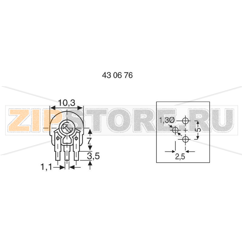 Резистор линейный 0.15 Вт, подстроечный, 5 кОм, 220°-240°, 1 шт Piher PT10LH01-502A2020-PM-S 