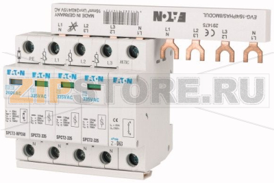 Ограничитель перенапряжения, 1+N полюс Eaton SPCT2-460-3+NPE/BB 