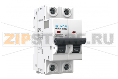 Выключатель автоматический модульный 5 А, 2 полюса, 4.5 кА Hyundai Electric HGD63S2PMBS0000C00005_C 