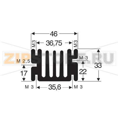Радиатор 3.6 К/Вт, 90x46x33 мм, SOT-32, TO-220 Fischer Elektronik SK 68 90 SA 