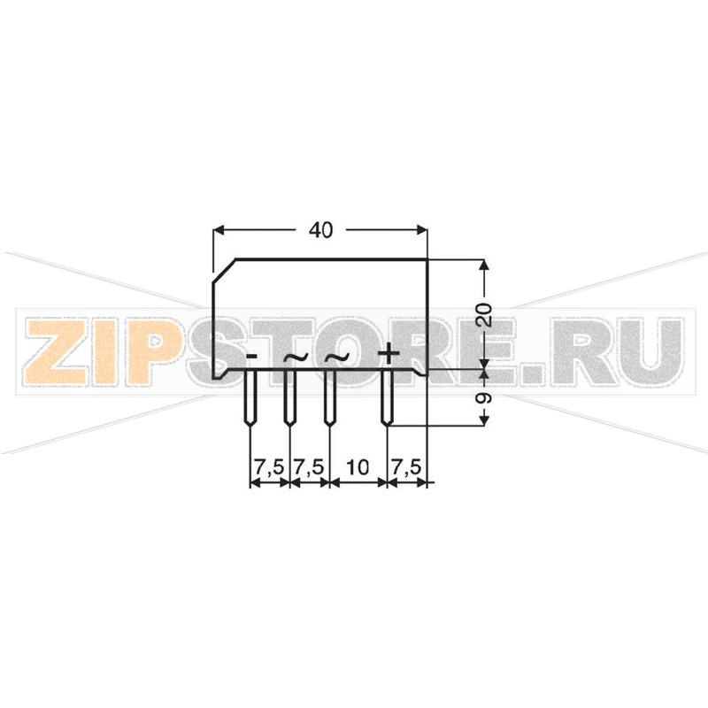 Мост диодный 3.7 А, 80 В, кремниевый, однофазный, корпус: SIL-4 Diotec B40C3700A 