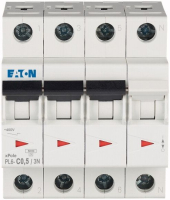 Выключатель автоматический 0,5А, кривая откл. C, 3+N полюс, откл. способ. 6 кА Eaton PL6-C0,5/3N