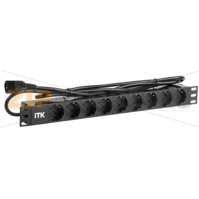 PDU 9 розеток нем. ст, 1U, шнур 2м вилка С14 ПВХ чер 