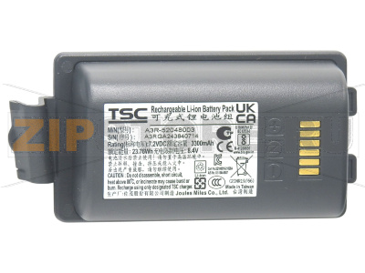 Аккумулятор Li-ion 3400 мАч (EU) TSC Alpha-3RW Батарея аккумуляторная Li-ion 3400 мАч (EU) для принтера TSC Alpha-3RWЗапчасть на сборочном чертеже под номером: 6Название запчасти на английском языке: Li-ion battery/EU TSC Alpha-3RW